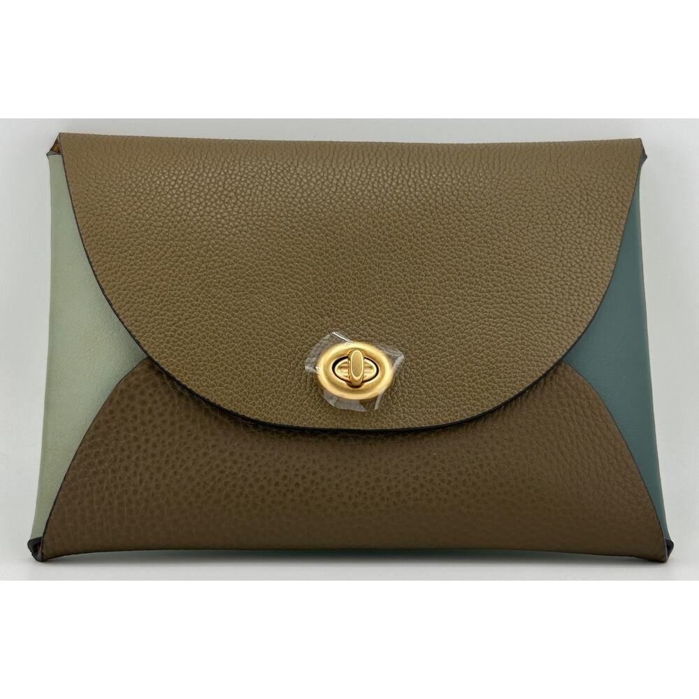 COACH - Remade Colorblock Large Pouch GREEN